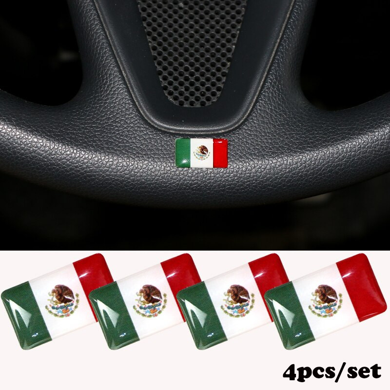 4pack Bilstyling Styrning Hjul 3d Epoxi Bil Styling Mexico För Kia Rio Ceed Sportage Cerato Skydda Flagga Sticker