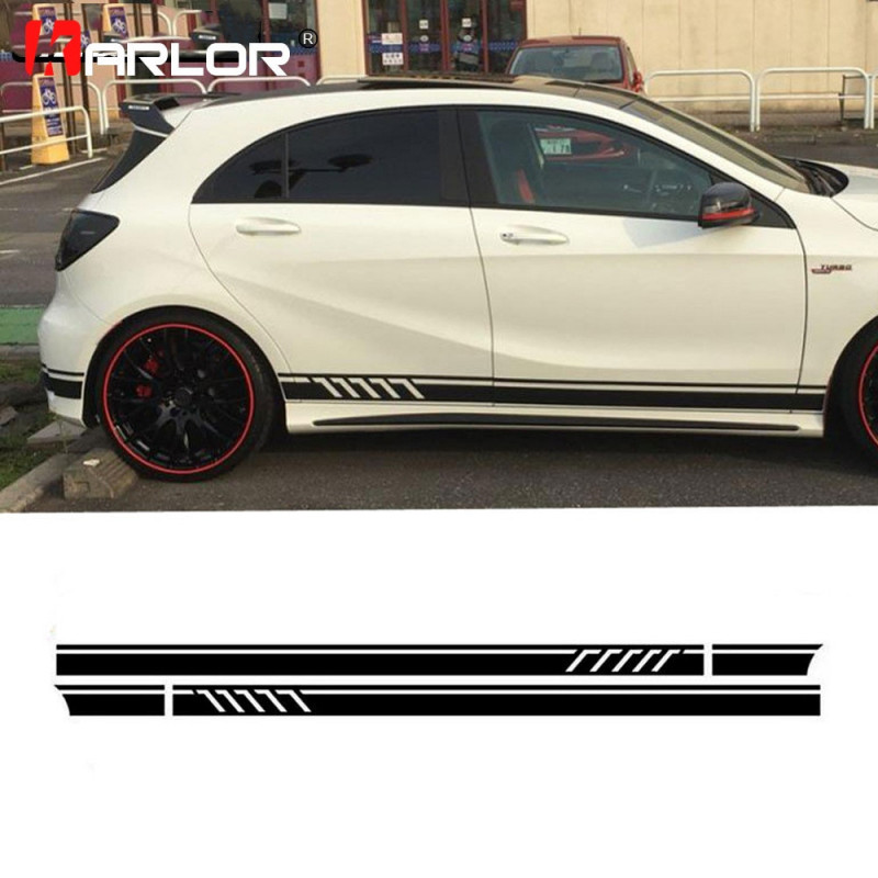 2pcs Massa Bil Midja Sida Kjol Klistermärken Dekal Bil Vinyl Slå In För Mercedes Benz Amg En C Klass W177 W205