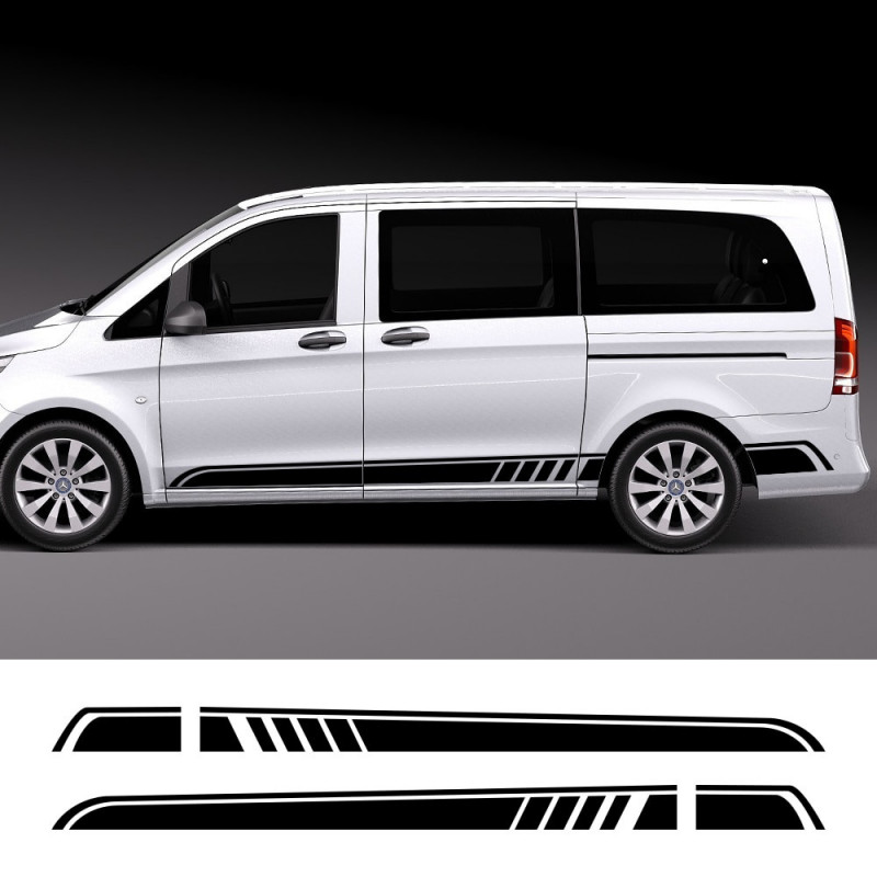 2pcs Bil Lång Sida Rand Sticker Bil Vinyl Filma Dekaler Bilar För Mercedes Benz Vito Viano V Klass W447