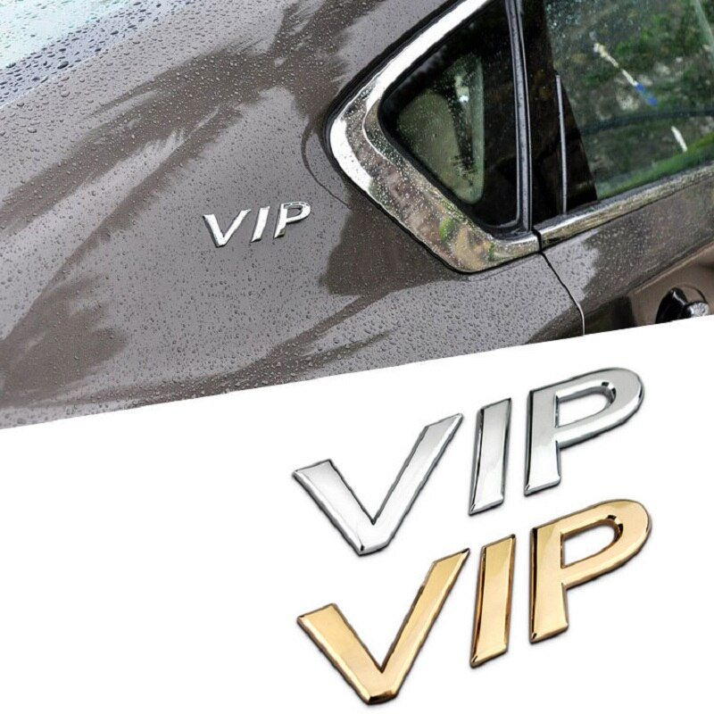 1 St Krom Flisa Guld Metall 3d Vip Logotyp Dekal Sticker Emblem Använda Sig Av För Bmw Mercedes Jeep Honda Bil