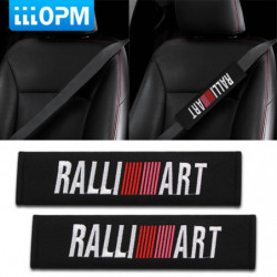 2pcs Svart Bomull Axel Vaddera Bil Emblem Sittplats Bälte Omslag För Mitsubishi Ralliart Lancer Asx Främling