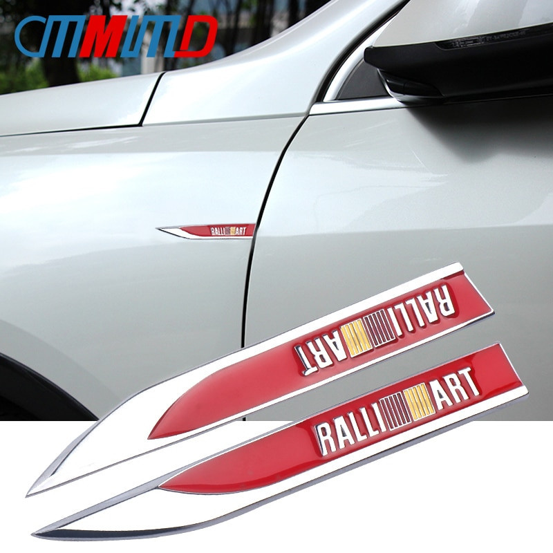 2pcs Bil Styling 3d Metall Bil Sida Fender Ralli Konst Emblem Sticker För Mitsubishi Ralliart Lancer 9 Asx Främling