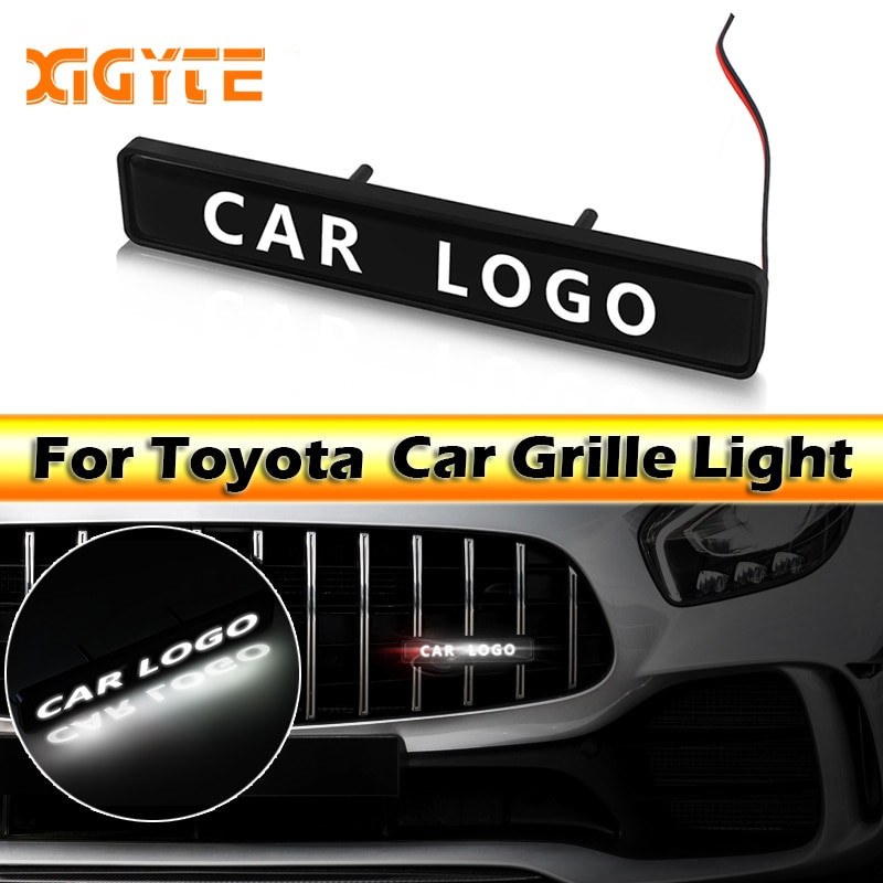 Magmuskler Krom Främre Huva Grill Emblem Bricka Led Dekorativ Lights För Toyota Krona Camry Reiz Trd Tävlings