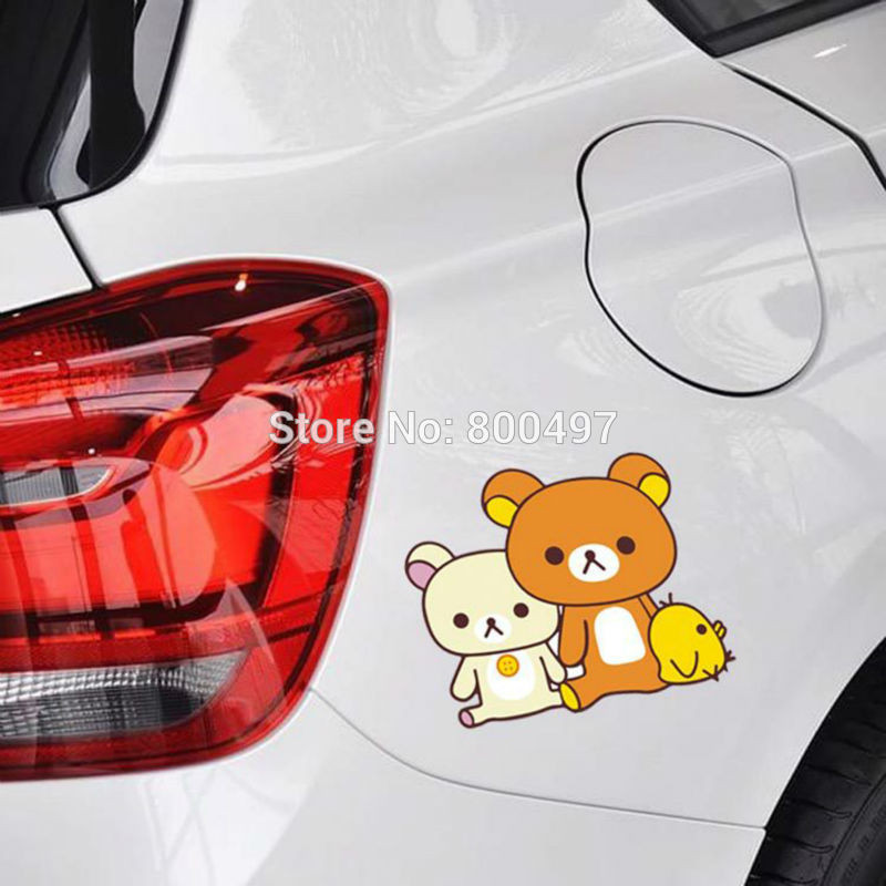 10 X Est Bil Sticker Tecknad Serie Björn Rilakkuma Kyckling Kombination Bil Omslag För Tesla Toyota Volkswagen