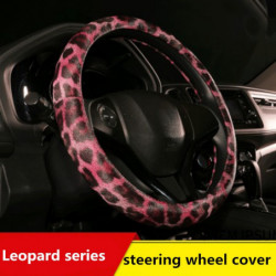 Leopard Styrning Hjul Omslag Pu Läder Bil Styrning Covers Hjul Nav Fall Beskyddare För Bmx Audi Mercedes Sporter