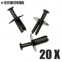 20 X Svart Nylon Fästanordning Stötfångare Nit Hållare Trimma Clips För Bmw 51118174185 19972011