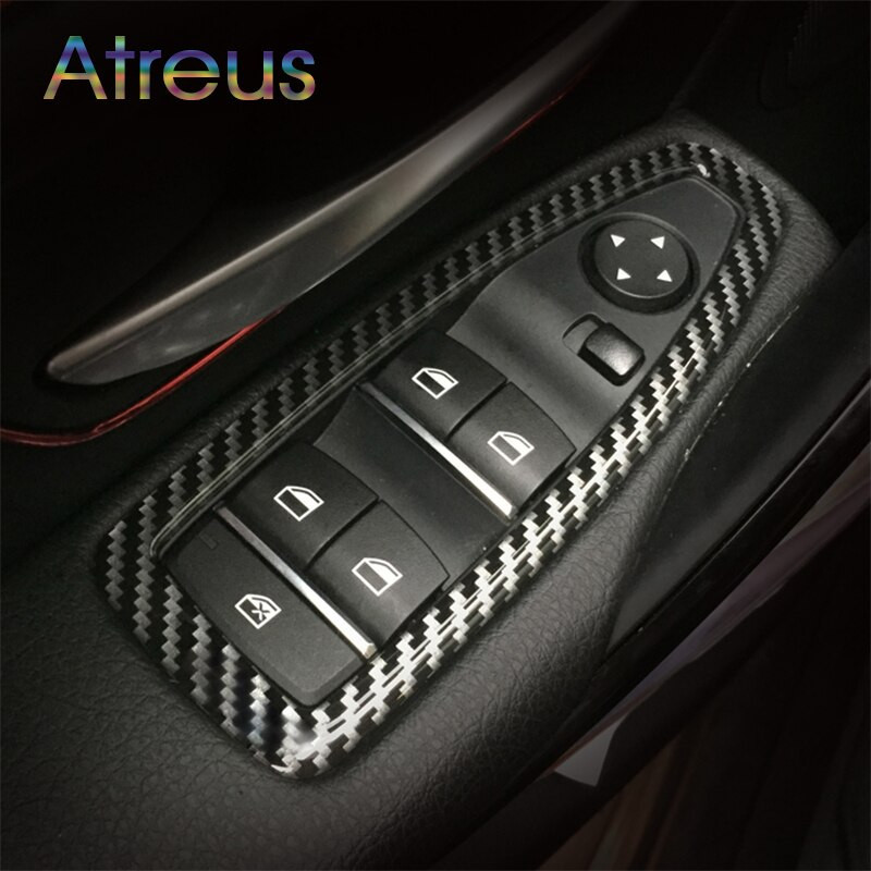 Atreus 4pc Kol Fiber Interiör Dörr Fönster Växla Omslag Trimma Sticker För Bmw F30 F35 Tillbehör För Bmw