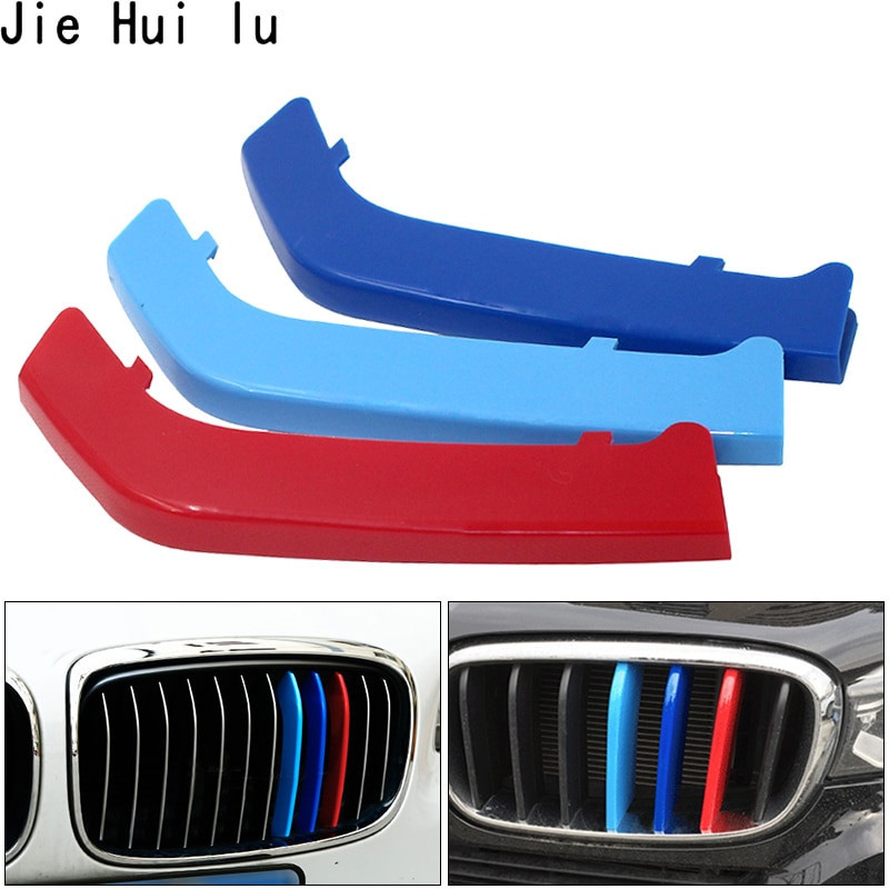 3pcs 3d Bil Sticker Njure Grill Grill Bar Trimma Strips Omslag För Bmw 3 Serier E90 E91 E84 E70 E72 F10 F25 F26