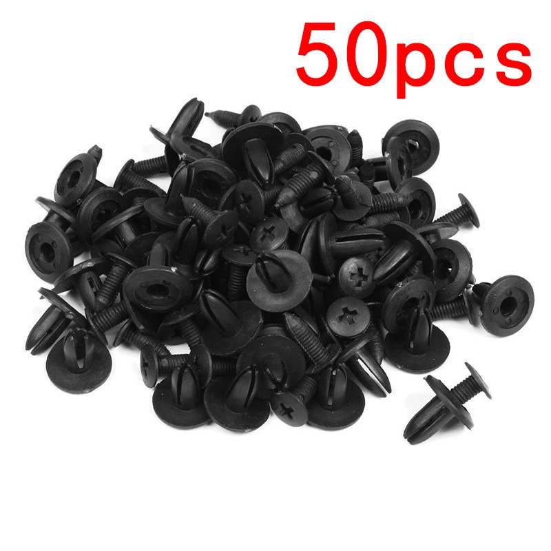 Hlest Svart 6mm Hål Dia Plast Nitar Stötfångare Fender Fästanordning Clips För Bil Nitar Fasteners Clips För