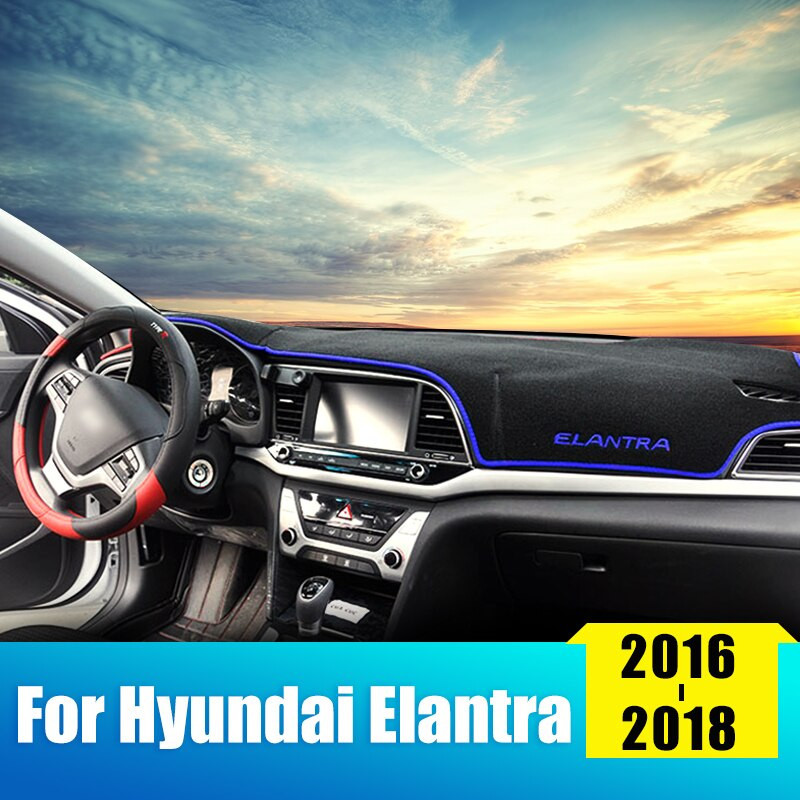 För Hyundai Elantra 2019 Ad Bil Instrumentbräda Omslag Matta Undvika Ljus Sol Skugga Vaddera Instrument Panel