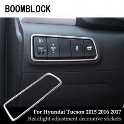 Boomblock Bil Covers För Hyundai Tucson 2015 Strålkastare Dimma Ljus Knapp Panel Ram Trimma Klistermärken