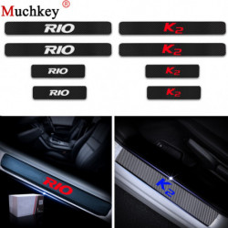 Bil Styling 4pack För Kia Rio K2 Kol Fiber Vinyl Sticker Dörr Tröskel Tallrik Bil Dörr Tröskel Beskyddare