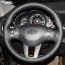 Lysande Vete Handstitched Svart Läder Styrning Hjul Omslag För Kia Sportage Sportage 3 20112014 Kia Ceed 2010