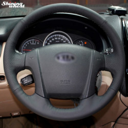 Lysande Vete Handstitched Svart Läder Styrning Hjul Omslag För Kia Sportage 2 20052010 2009 Sportage